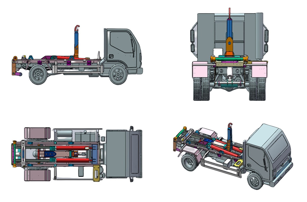 Hook loader truck technical drawing