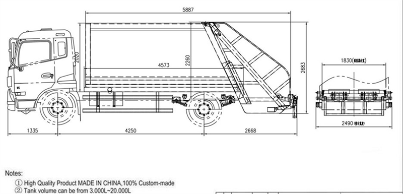 HOWO rear loader truck drawing HOWO rear loader truck drawing