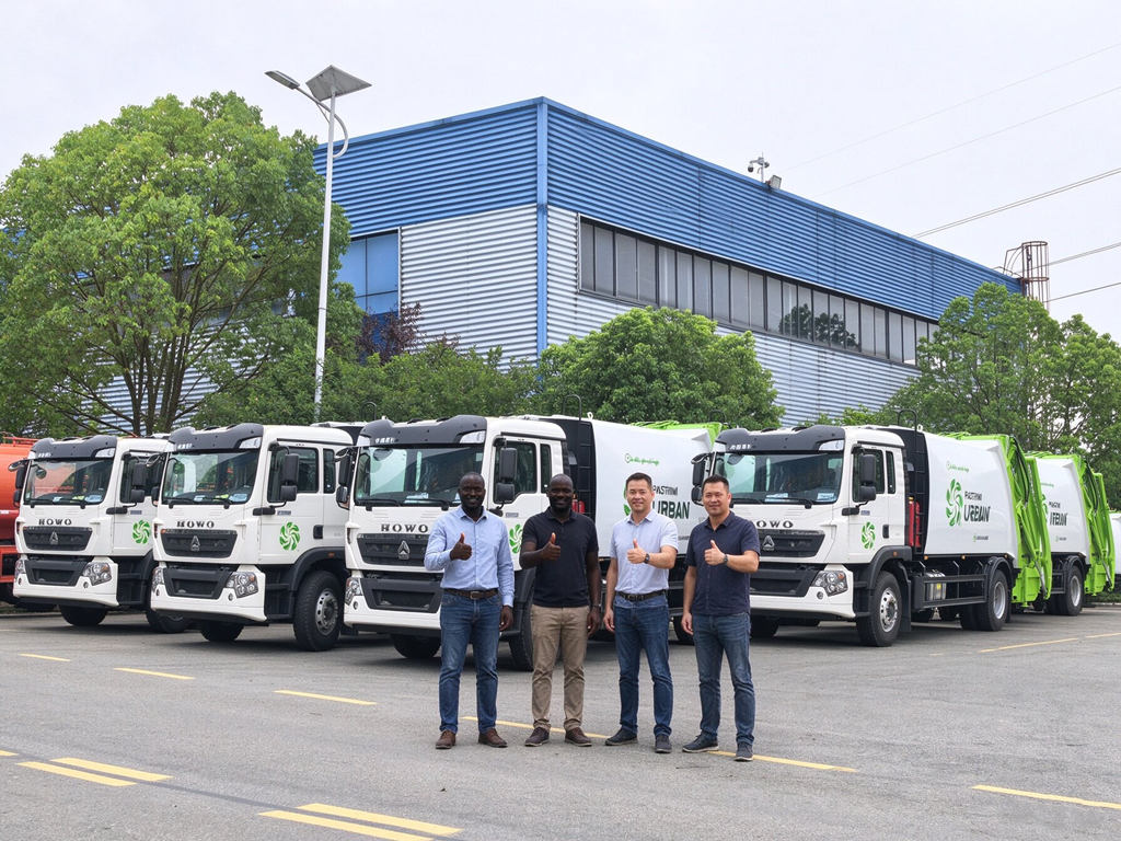 Senegal customer Mr Sheriffo visiting and inspection HOWO compactor trucks