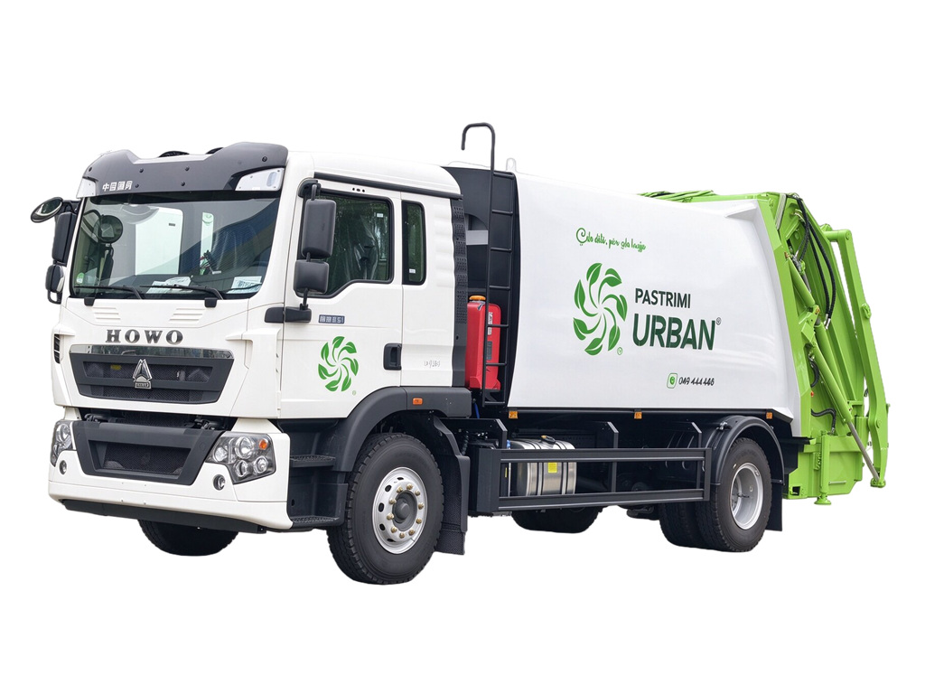 HOWO 12cbm refuse compactor truck with rear swing arm